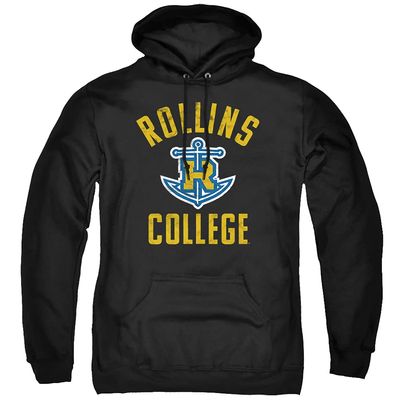 Rollins College Official Rollins Tars Logo Unisex Adult Pull-Over Hoodie,Black, Small