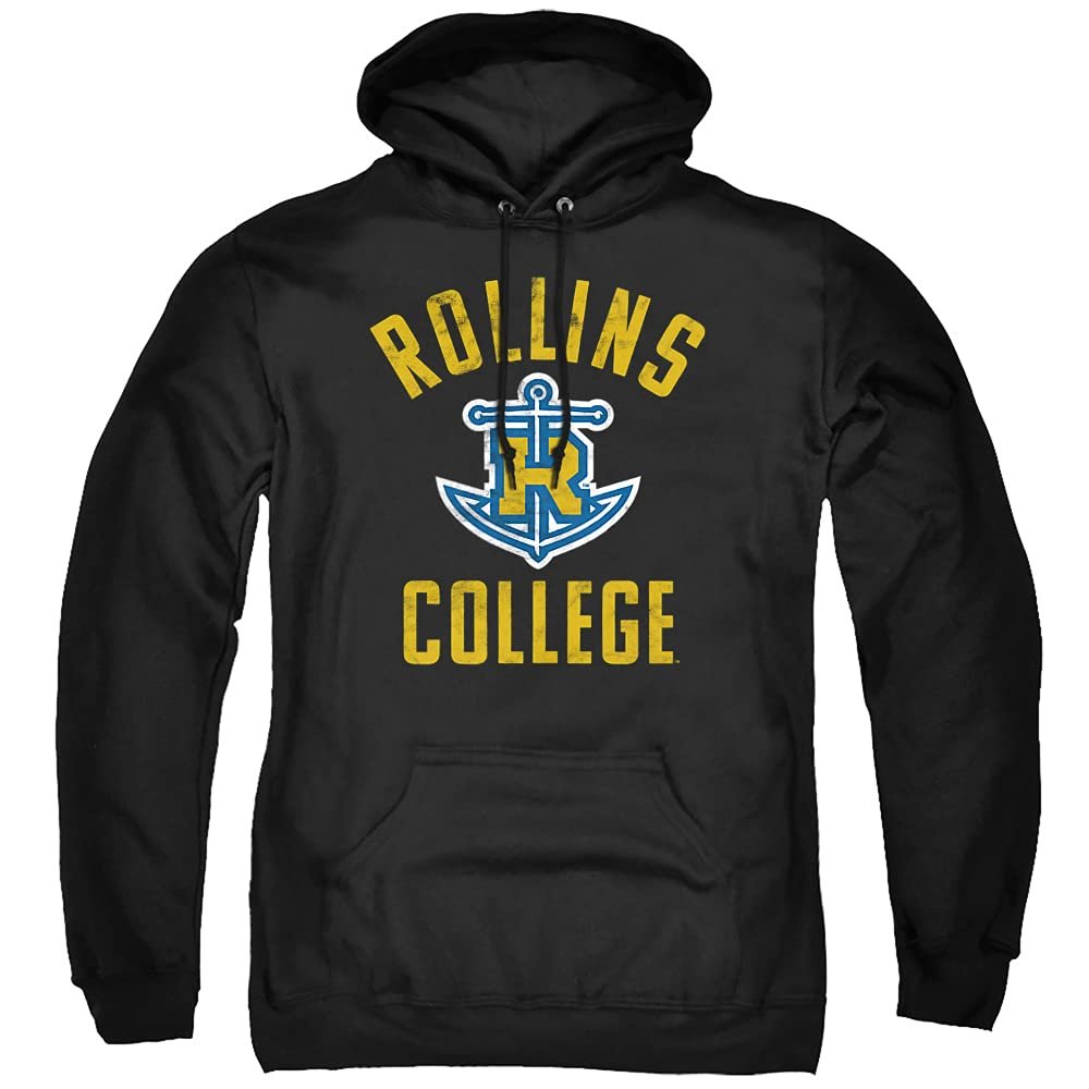 Rollins College Official Rollins Tars Logo Unisex Adult Pull-Over Hoodie,Black, Small