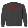 0382. RED Los Angeles California Cali LA Retro Graphic Men's Crewneck Sweatshirt (Characol Large) view 1