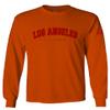 0382. RED Los Angeles California Cali LA Retro Graphic Men's Long Sleeve t Shirt (Orange X-Large) view 1