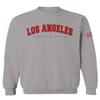 0382. RED Los Angeles California Cali LA Retro Graphic Men's Crewneck Sweatshirt (Light Gray Small)