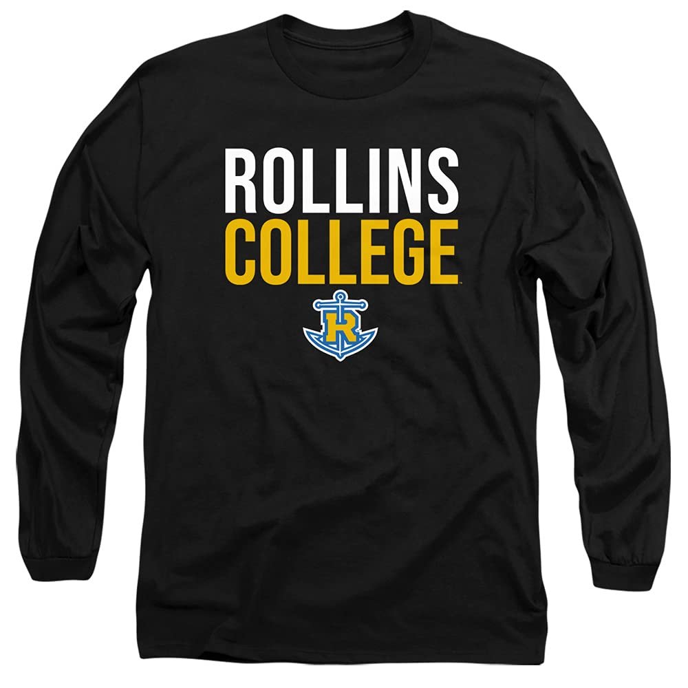 Rollins College Official Stacked Unisex Adult Long-Sleeve T Shirt,Black, 3X-Large