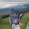 Amy Sport Golf Gloves Men Right Handed Golfer Left Hand Leather with Ball Marker Value 3 Pack, Color Leather Glove All Weather Grip Comfortable, Fit Size Small Medium Large XL (Blue, M-Large, Left) view 4