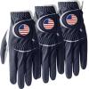 Amy Sport Golf Gloves Men Right Handed Golfer Left Hand Leather with Ball Marker Value 3 Pack, Color Leather Glove All Weather Grip Comfortable, Fit Size Small Medium Large XL (Blue, Large, Left) view 1