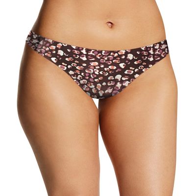 Maidenform Women's Comfort Devotion Flawless No Show Thong DMLCTG, Cocoa Cat Print, 9