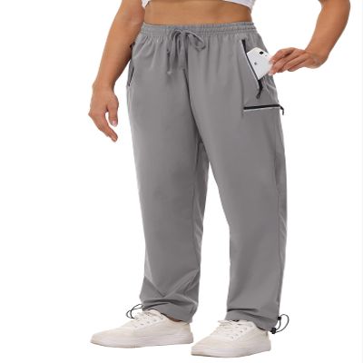 Cakulo Plus Size Pants for Women Cargo Hiking Work Golf Travel Camping Waterproof Rain Quick Dry Light Weight Pants Pockets Light Grey 2XL