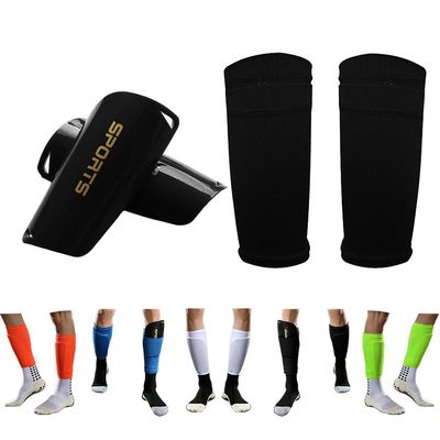 Youth Soccer Shin Guards for Kids Child with Sleeves Soccer Shin Pads and Shin Guard Sleeves Calf Protective Gear for Boys Girls Kids Youth Toddler Children Teenagers Adult (Black, M 3'11" - 4'6")