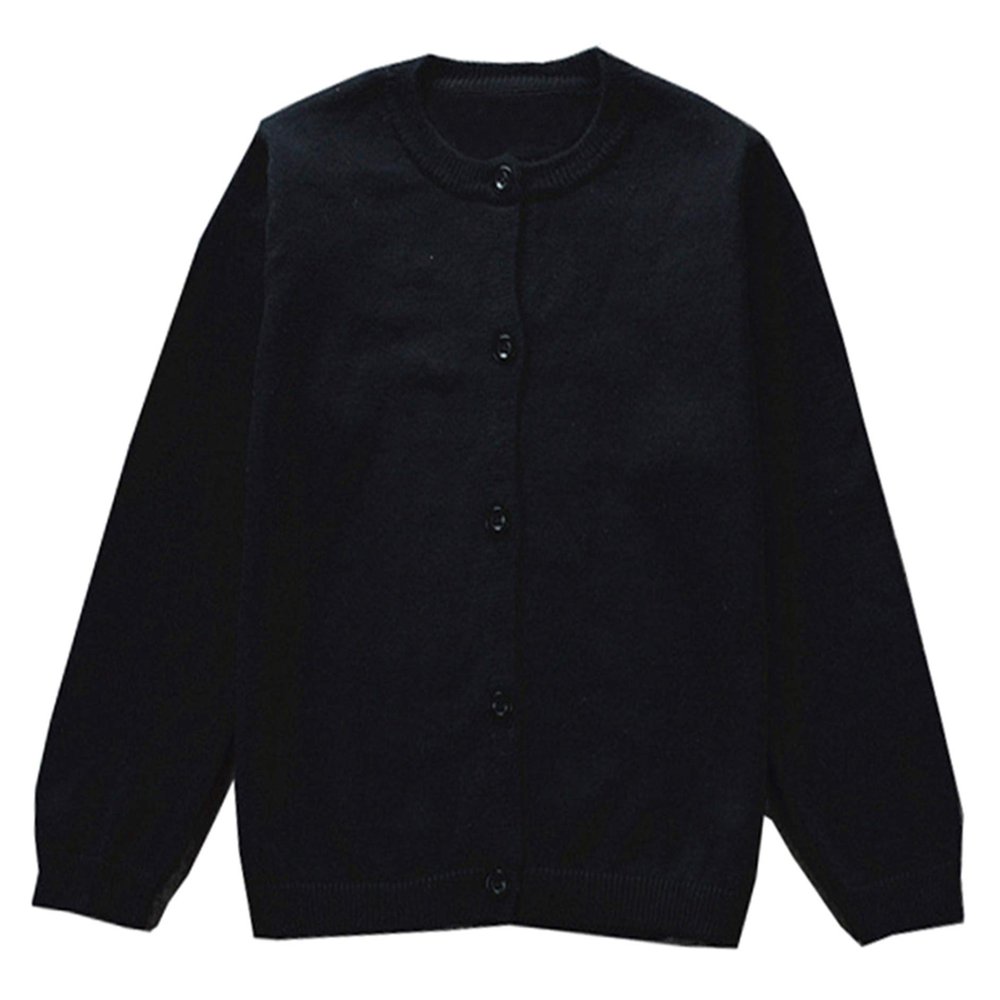 GSVIBK Baby Girl Cotton Cardigans Long Sleeve Kids Button Sweater Girls Crew Neck Cardigan Sweaters 8 Years Black 6112