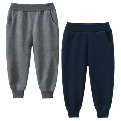Little Boys Jogger Pants Toddler Boys' Drawstring Elastic Waist Cotton Casual Sweatpants 2 PCS Set Grey Navy 2T