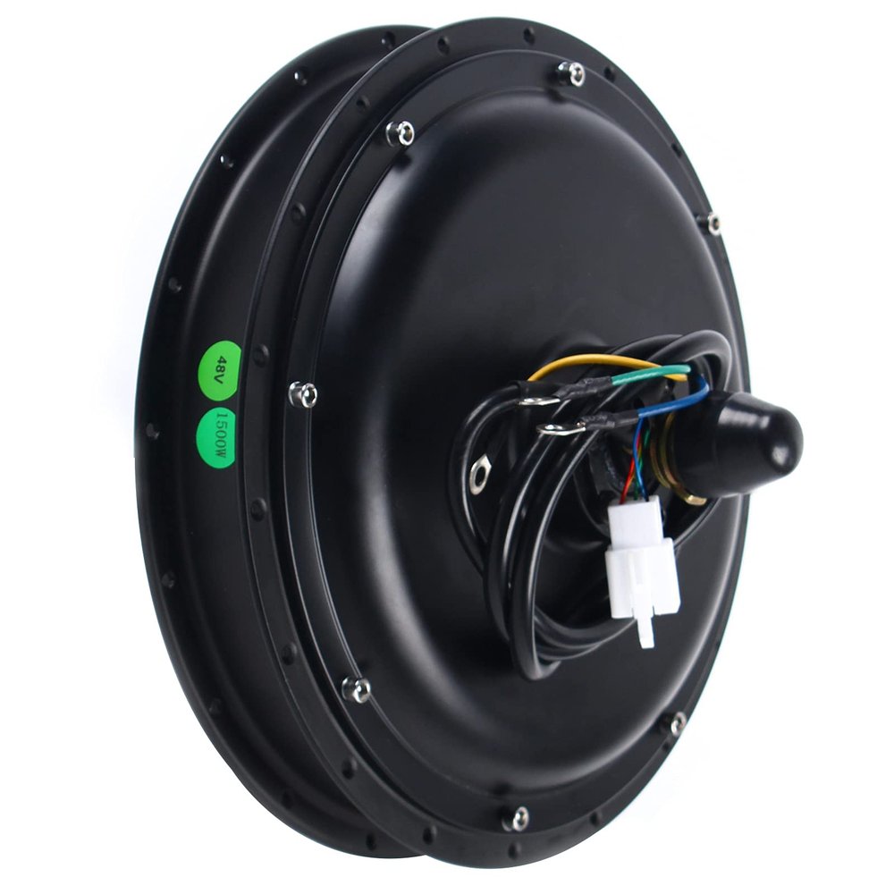 48V 1500W Brushless Gearless Threaded Hub Motor,Electric Hub Motor for Wheel Motor with 7-Speed Freewheel,500RPM,Black