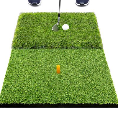 SAPLIZE 23" x 16" Foldable Golf Hitting Mat, 2-in-1 Golf Turf Grass Mat, Rough and Fairway for Hitting, Chipping and Putting Golf Practice and Training Mat for Indoor/Outdoor