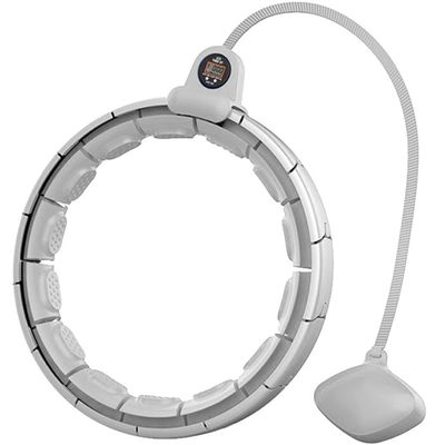 Smart Weighting Magnetic Therapy Hula Hoop, Lose Weight and Never Fall 360 Massage with Counter Adjustable Size and Weight, Suitable for Postpartum Mothers/Students/Office Workers/White/L