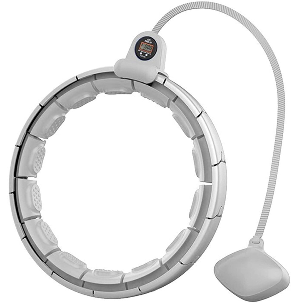 Smart Weighting Magnetic Therapy Hula Hoop, Lose Weight and Never Fall 360 Massage with Counter Adjustable Size and Weight, Suitable for Postpartum Mothers/Students/Office Workers/White/L