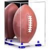 Better Display Cases Acrylic Football Display Case Vertical with Mirror Case, Navy Blue Risers and White Base (B42/A060) view 1