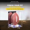 Better Display Cases Acrylic Football Display Case Vertical with Mirror Case, Navy Blue Risers and White Base (B42/A060) view 3