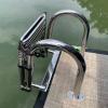 JLXJ Folding 4 Step Ladde for Boat/Swimming Pool/Pontoon/Dock, Telescoping Rear Entry Pontoon Boarding Ladder with Hand Railing, Load: 200kg view 3