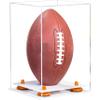 Better Display Cases Acrylic Football Display Case Vertical with Clear Case, Orange Risers and White Base (B42/A060) view 1