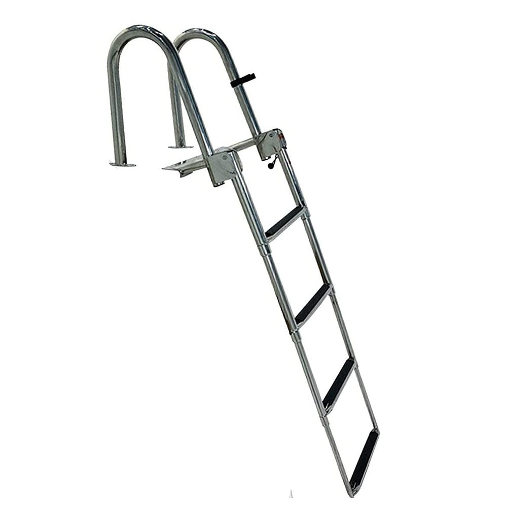 JLXJ Swim Pool/Dock/Boat Ladder, Foldable Telescoping 4 Step Pontoon Ladders with Handrail, Heavy Duty Telescopic Ladder, Load: 200kg