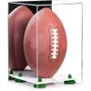 Better Display Cases Acrylic Football Display Case Vertical with Mirror Case, Green Risers and White Base (B42/A060) view 1