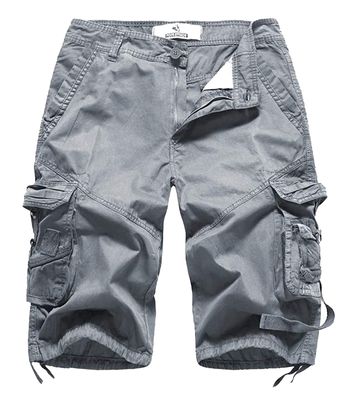 FOURSTEEDS Women's Casual Loose Fit Multi-Pockets Camping Hiking Twill Bermuda Cargo Shorts with Belt US 18 Grey
