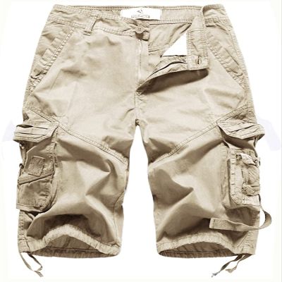 FOURSTEEDS Women's Casual Loose Fit Multi-Pockets Camouflage Twill Bermuda Cargo Shorts with Belt US 20 Khaki