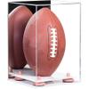 Better Display Cases Acrylic Football Display Case Vertical with Mirror Case, Pink Risers and White Base (B42/A060) view 1