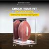 Better Display Cases Acrylic Football Display Case Vertical with Mirror Case, Pink Risers and White Base (B42/A060) view 3
