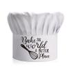 DYJYBMY Bake The World A Better Place, Adult Adjustable Kitchen Cooking Hat with Elastic Band Chef Baker Cap White, Cooking Grilling BBQ Gifts for Woman, Wife, Mom, Her, Grandma view 1