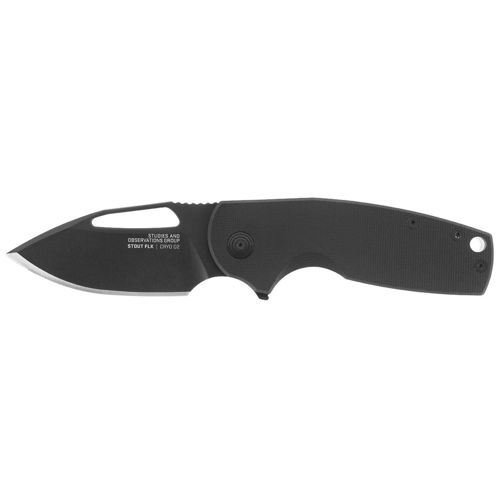 SOG Stout FLK Everyday Carry Compact Camping Folding Knife | G10 & Steel Handle | CRYO D2 Steel Blade | Quick Opening, Blackout, Presentation Box