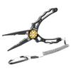 Aluminum Multitool Fishing Pliers with Hook Remover Lead Pressing Thread Cutting Split Ring and Lanyard (Black) view 1
