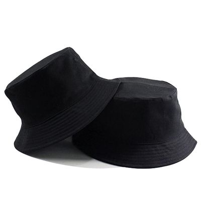 1Pcs Oversize Bucket Hat Double-Side-Wear Summer Travel Sun Beach Cap L/XL/XXL (Black, M(57-60cm))