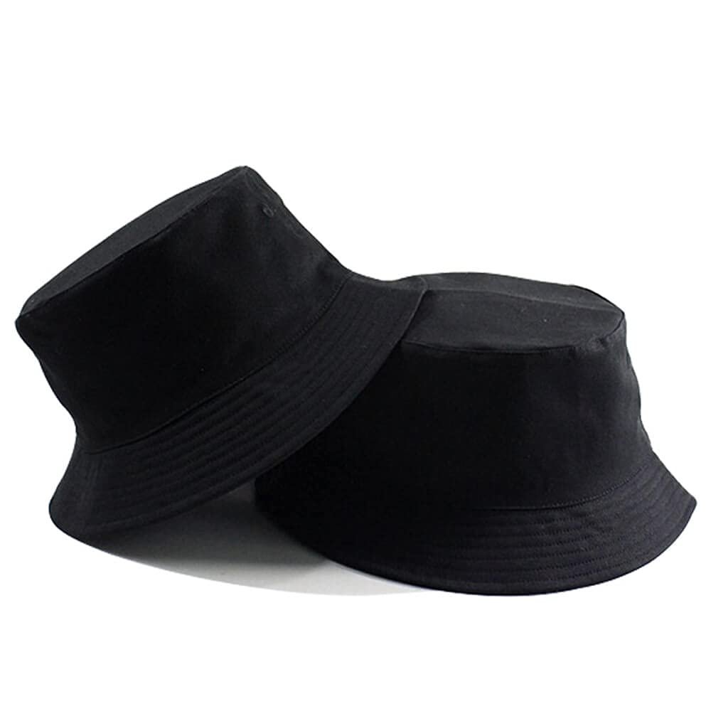 1Pcs Oversize Bucket Hat Double-Side-Wear Summer Travel Sun Beach Cap L/XL/XXL (Black, M(57-60cm))