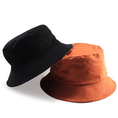 1Pcs Oversize Bucket Hat Double-Side-Wear Summer Travel Sun Beach Cap L/XL/XXL (Black/Orange, XL(60-62cm))