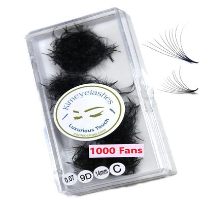 9D - 0.07 C and D Curl 1000 Premade volume fans loose Fans, Handmade eyelash extensions supplies Russian volume lash promade fan (9D - 0.07 - Curl D, 10mm)