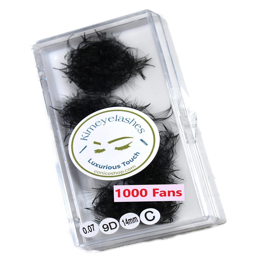 9D - 0.07 C and D Curl 1000 Premade volume fans loose Fans, Handmade eyelash extensions supplies Russian volume lash promade fan (9D - 0.07 - Curl C, 11mm)