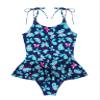Hansber Kids Girls One Piece Bikini Swimwear Floral Printed Tanks Bodysuit Quick Dry Bathing Sets Blue Butterfly 10 Years view 1