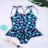 Hansber Kids Girls One Piece Bikini Swimwear Floral Printed Tanks Bodysuit Quick Dry Bathing Sets Blue Butterfly 10 Years view 3