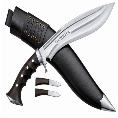 Gurkha Kukri Knife 10.5 Blade (16 Overall) Iraqi Tactical Design, Hand Forged in Nepal, 5160 Carbon Steel, Full Tang Fixed Blade with Guard for Survival, Bushcraft & Heavy-Duty Outdoor Use