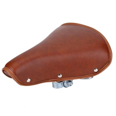 Tyenaza PU Leather Bike Seat, Brown Universal Bike Seat Cushion Exercise Saddle Replacement Spring Saddle