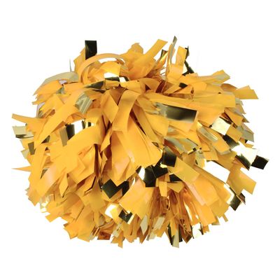 Metallic Cheerleader Cheerleading Pom Poms 6 inch 1 Pair 2 Pieces (Wet Yellow/Gold)