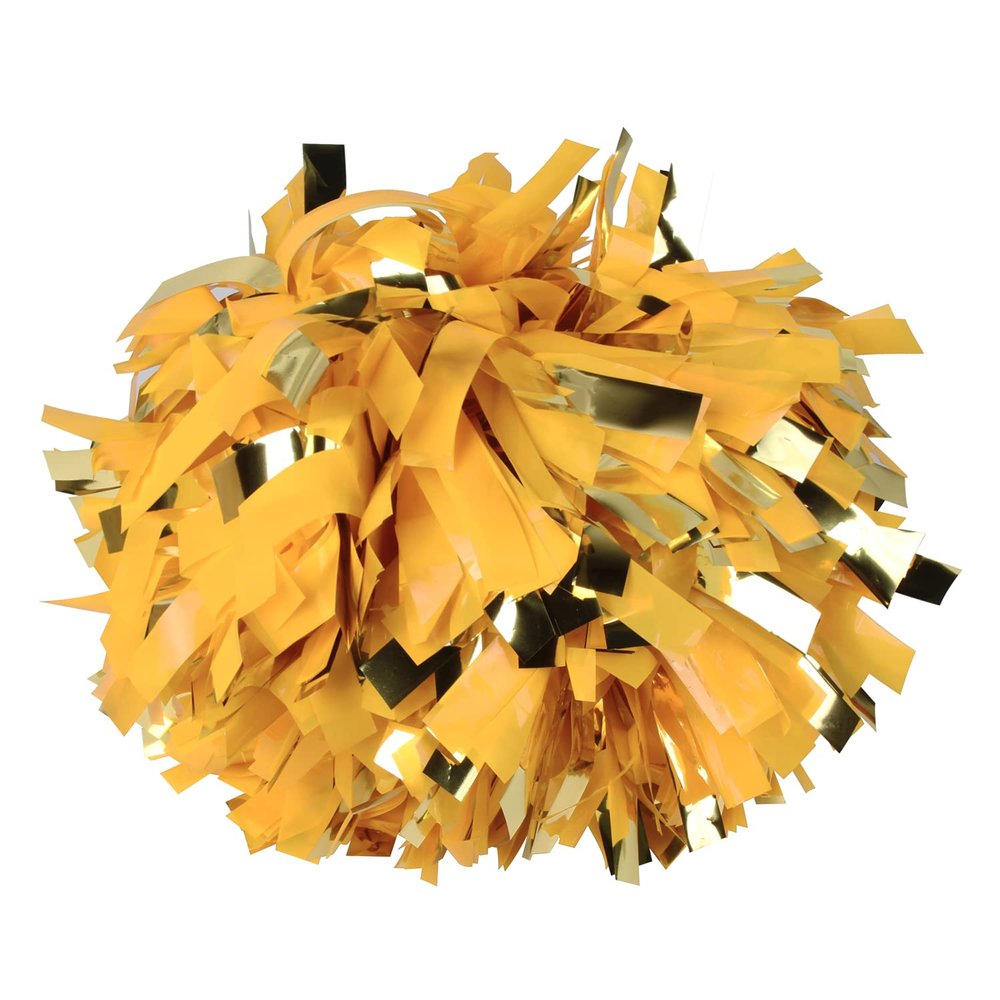 Metallic Cheerleader Cheerleading Pom Poms 6 inch 1 Pair 2 Pieces (Wet Yellow/Gold)