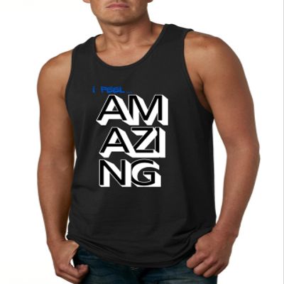 I FEEL AMAZING MenS Tank TOP (Blue, XXL)