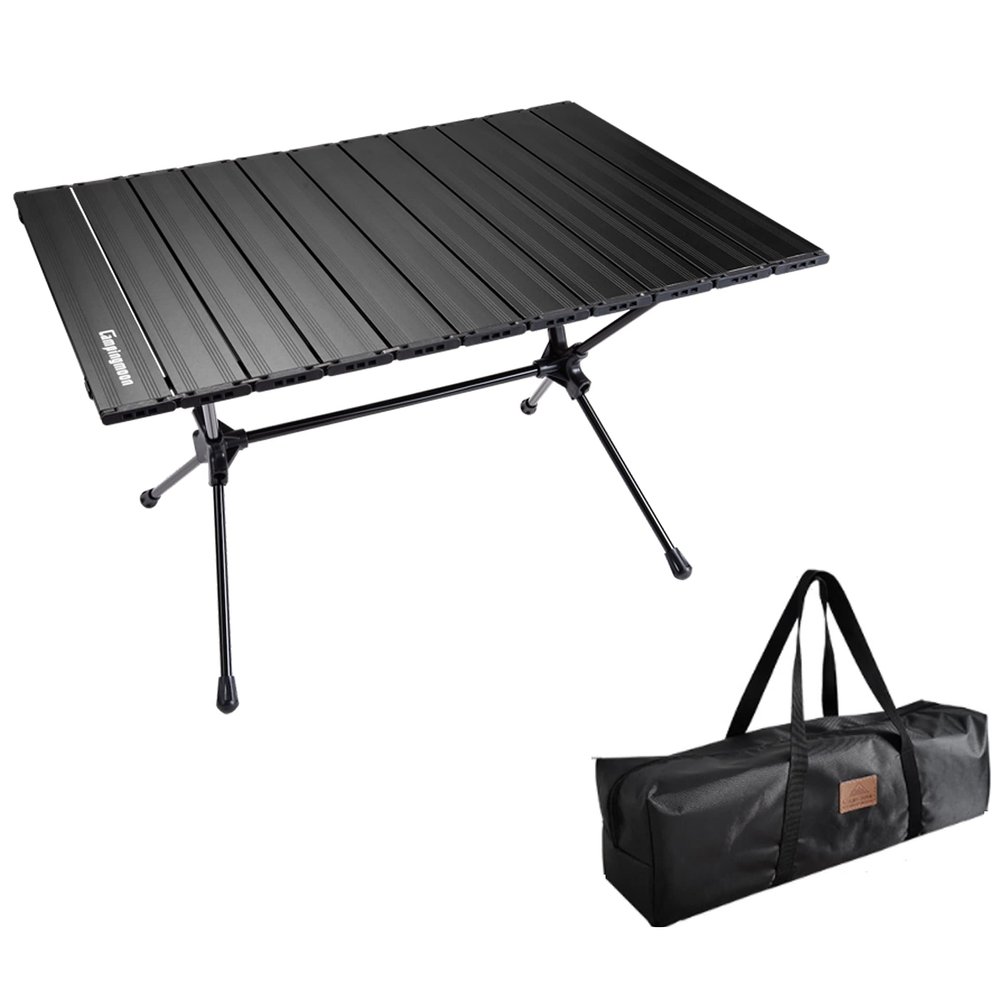 CAMPINGMOON Roll UP Camping Table Lightweight Foldable Aluminum with Carrying Bag
