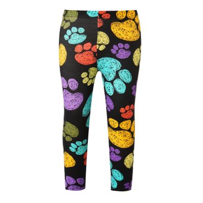 easyforever Girls Boys Athletic Leggings Colorful Cartoon Print Stretchy Slim Fit Tights Dance Sport Skinny Pants Footprint 4-5 Years