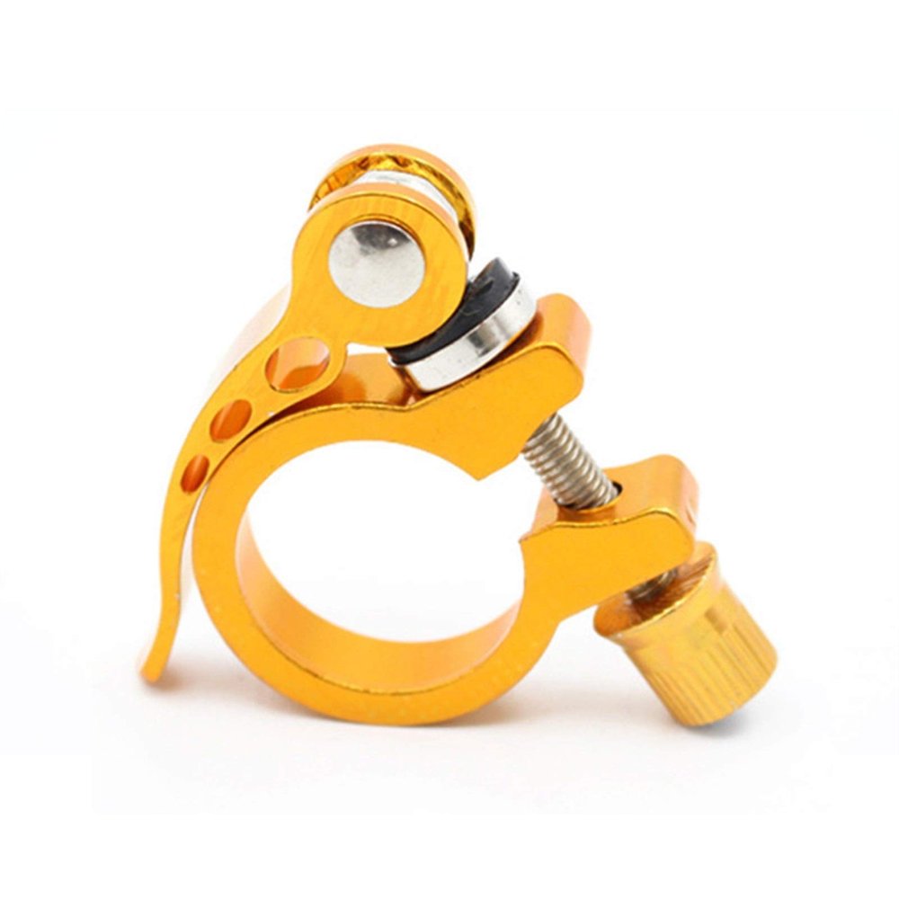 Bicycle Accessories 28.6/31.8/34.9/mm Bike Seat Tube Clamp Mountain Bike Bicycle Seat Tube Clamp Quick Release Buckle Aluminum Alloy Seat Tube Clamp Bike Parts (Color : Gold, Size : 28.6mm)