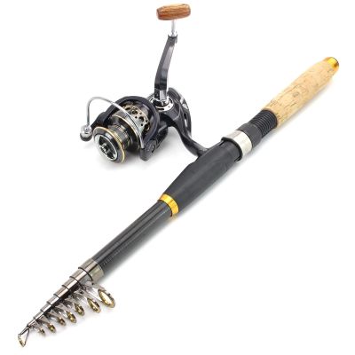 Telescopic Lurre Fishing Rod Reel Combo, Sea Fishing Rod and Reel Set, Spinning Combination, Trout Rod, Wooden Handle Rotating Fishing Rod, Bass Fishing 1.8m-3.6m ZYHYD (Size : 3.6m+4000 Reel)