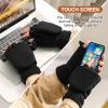 BESSTEVEN Winter Gloves for Women Fingerless Convertible Flip Top Mittens with Thermal Insulation Cotton Warm for Texting Photographing Running Jogging in Cold Weather - Black XS view 3