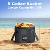 Luxtude Black Collapsible Bucket with Handle, 5 Gallon(20L), Portable & Ultra Lightweight Outdoor Basin Bucket, Folding Buckets for Fishing, Camping, Hiking view 4