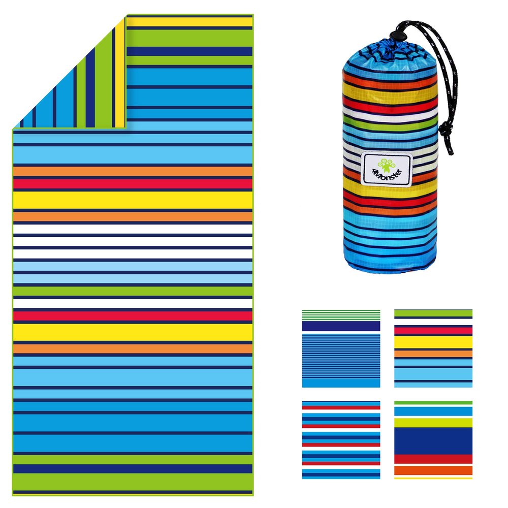 4Monster Microfiber Beach Towel Quick Dry,Super Absorbent Lightweight Travel Towel for Swimmers, Sand Free Camping Towel, Beach Towels for Pool,Swim,Water Sports,Yoga