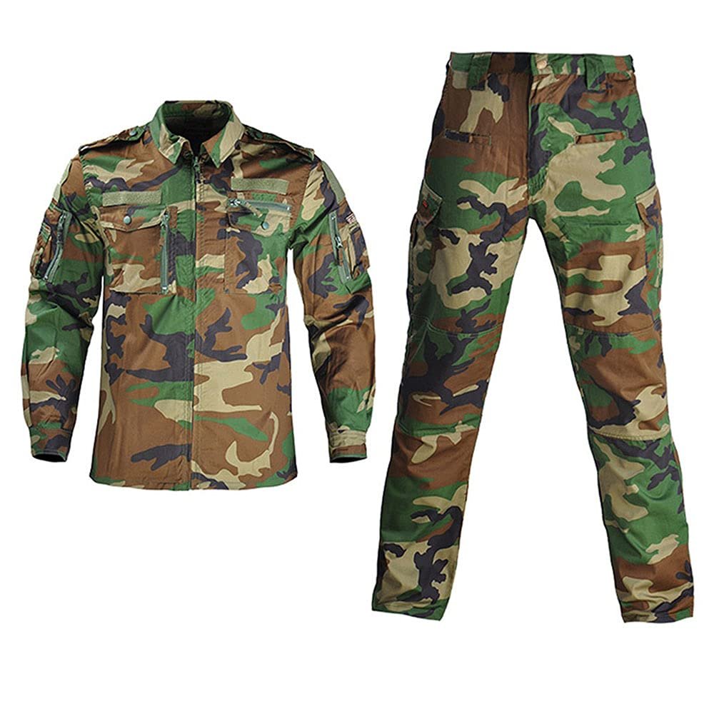 Outdoor Airsoft Gear Shooting Shirt Pants Set Battle Dress Uniform Tactical BDU Set Combat Clothing Camouflage Clothes - WL- L